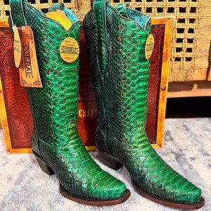 Corral Snakeskin Python Teal Cowgirl Boots